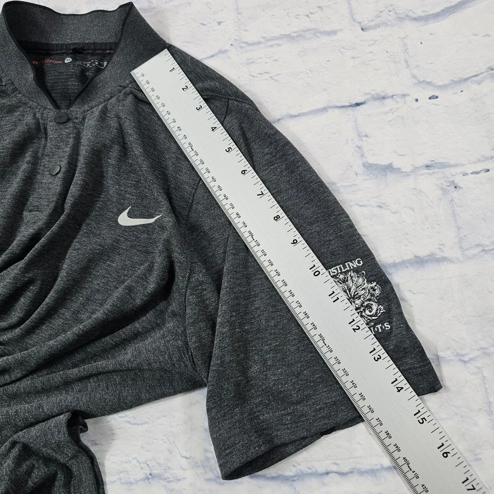 Nike Polo Shirt MEN M Gray Whistling Straits Dri-FIT Woods Collection 726187-032
